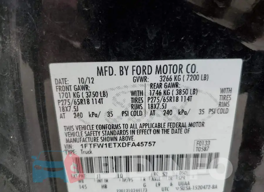 1FTFW1ETXDFA45757 Photo# 10