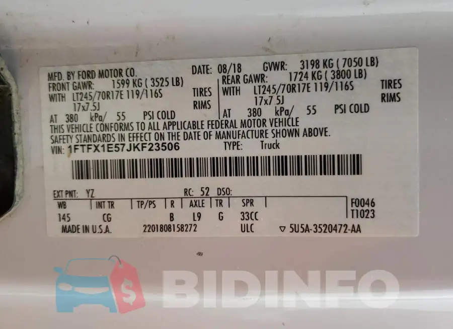 1FTFX1E57JKF23506 Photo# 12