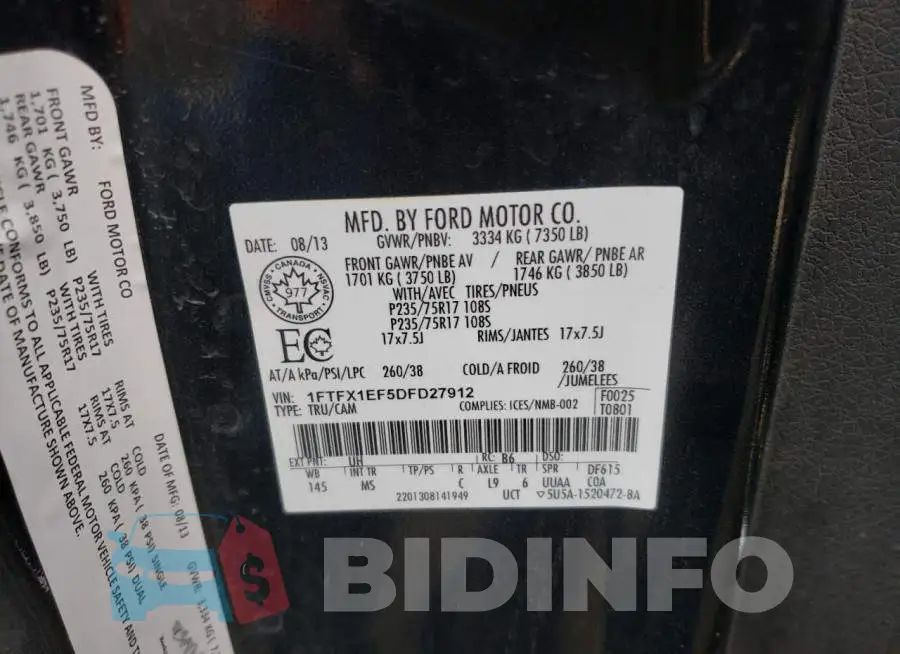 1FTFX1EF5DFD27912 Photo# 10