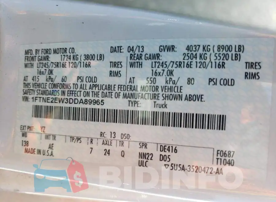 1FTNE2EW3DDA89965 Photo# 10