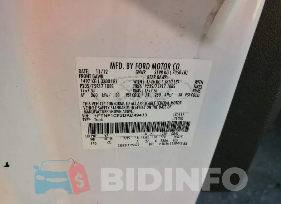 1FTNF1CF3DKD49433 Photo# 12