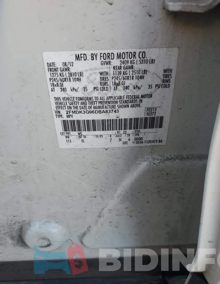 2FMDK3G96DBA83743 Photo# 10
