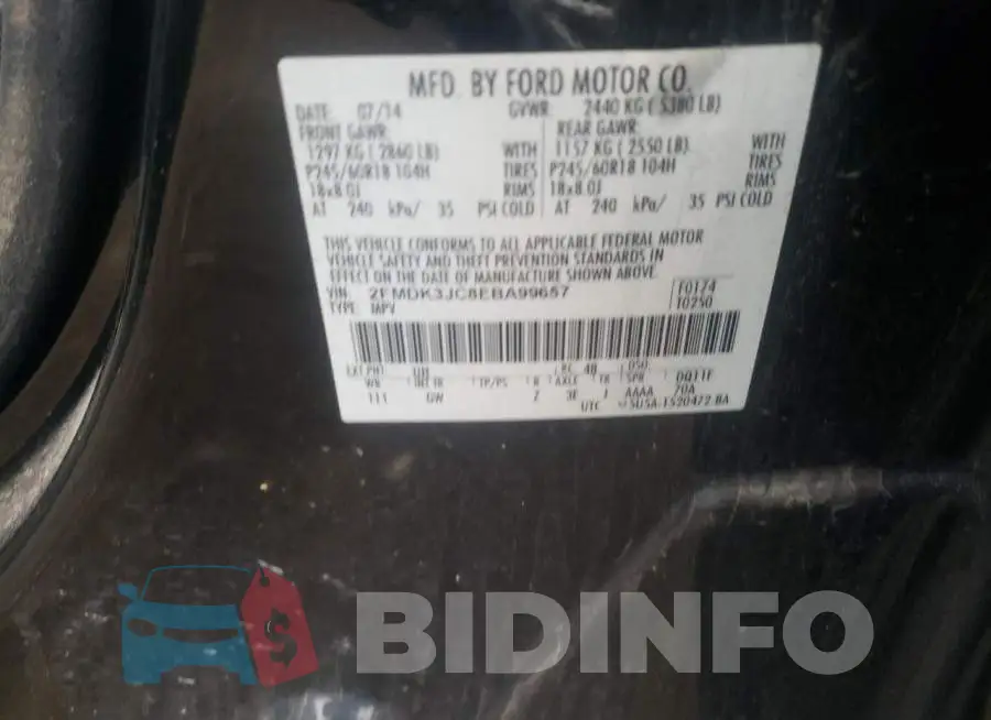 2FMDK3JC8EBA99657 Photo# 13