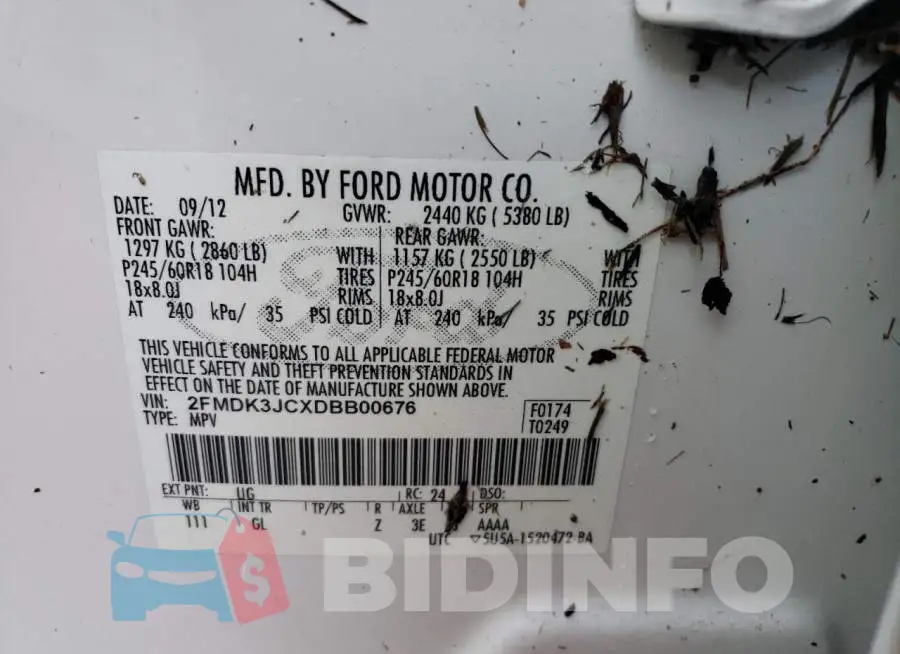 2FMDK3JCXDBB00676 Photo# 10