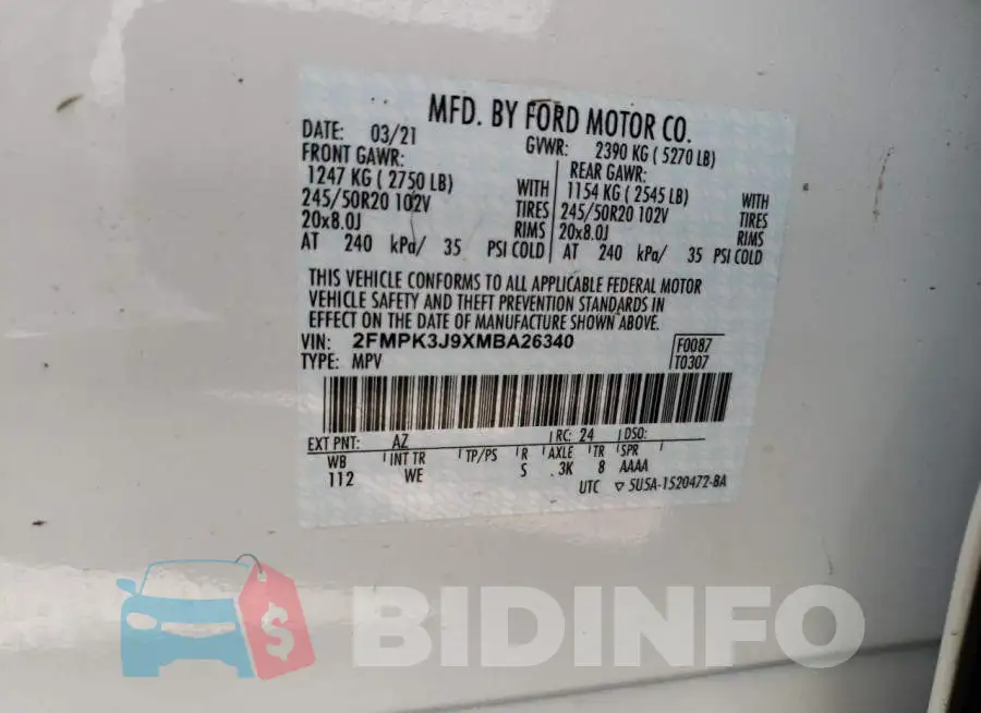 2FMPK3J9XMBA26340 Photo# 10