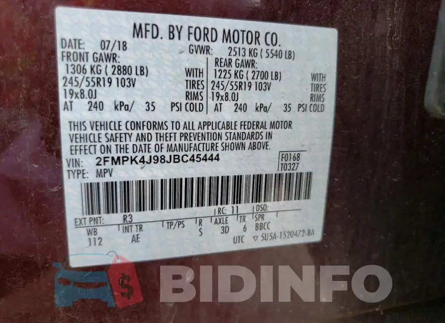 2FMPK4J98JBC45444 Photo# 14