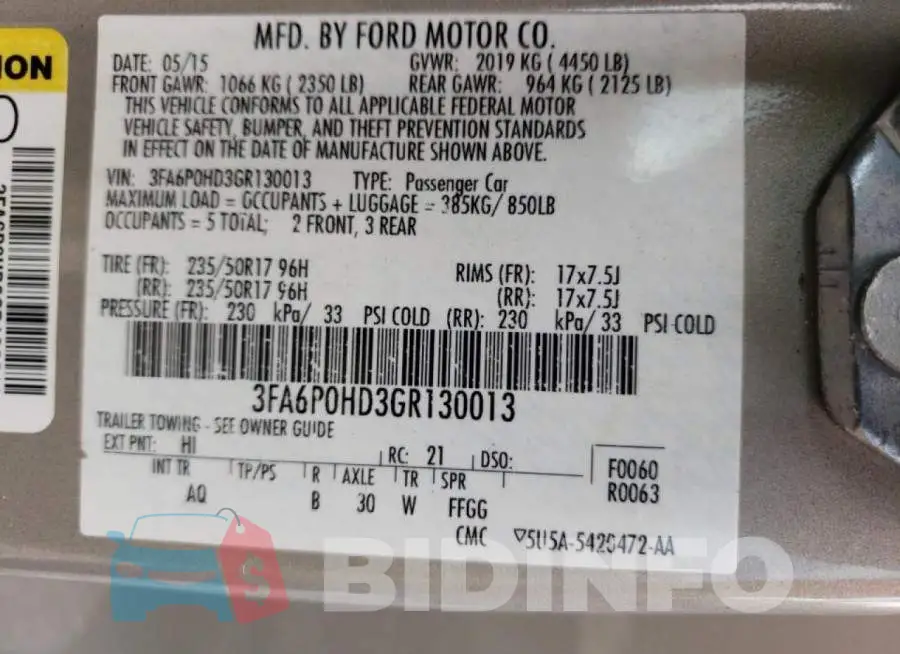 3FA6P0HD3GR130013 Photo# 10