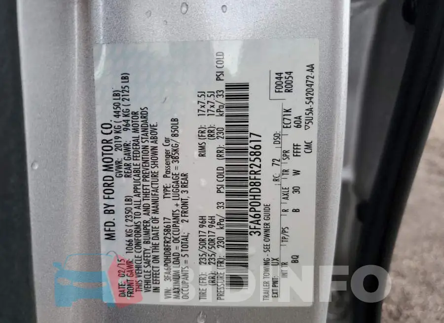 3FA6P0HD8FR258617 Photo# 10