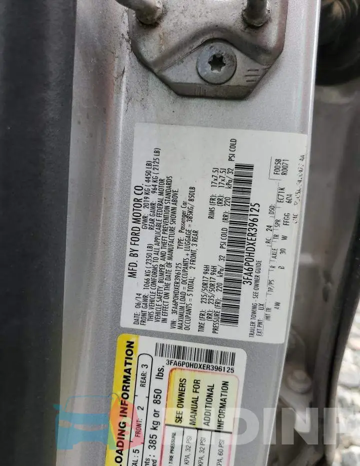 3FA6P0HDXER396125 Photo# 10