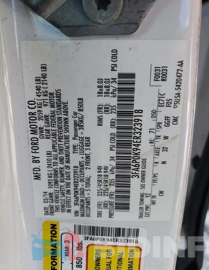 3FA6P0K94ER323918 Photo# 10