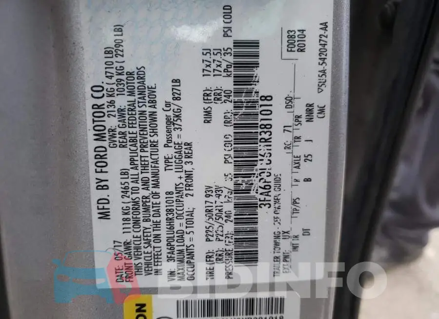3FA6P0LU6HR381018 Photo# 12