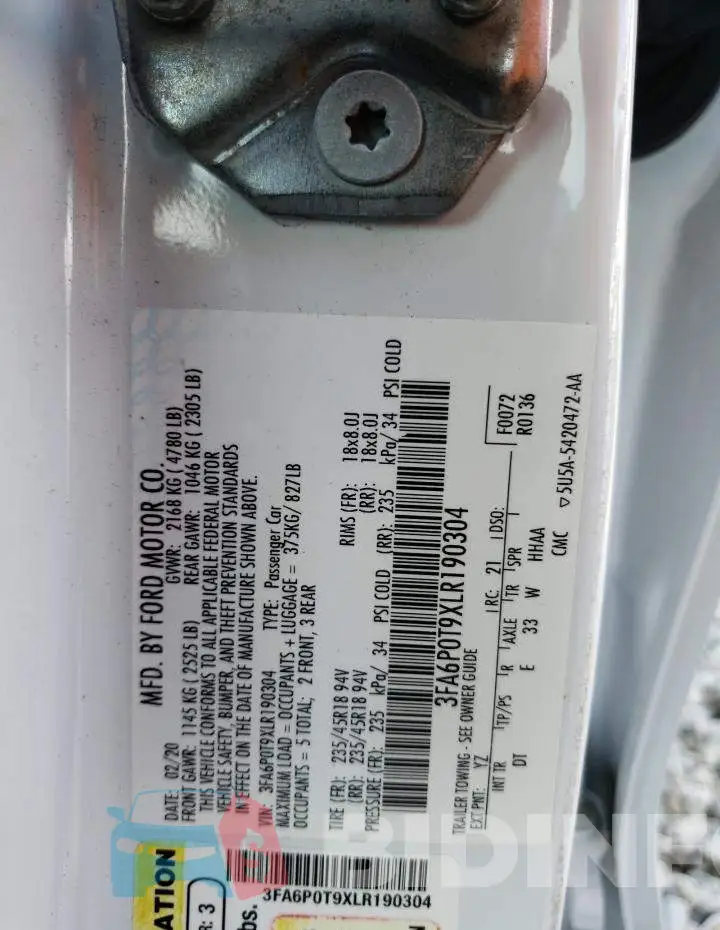3FA6P0T9XLR190304 Photo# 10