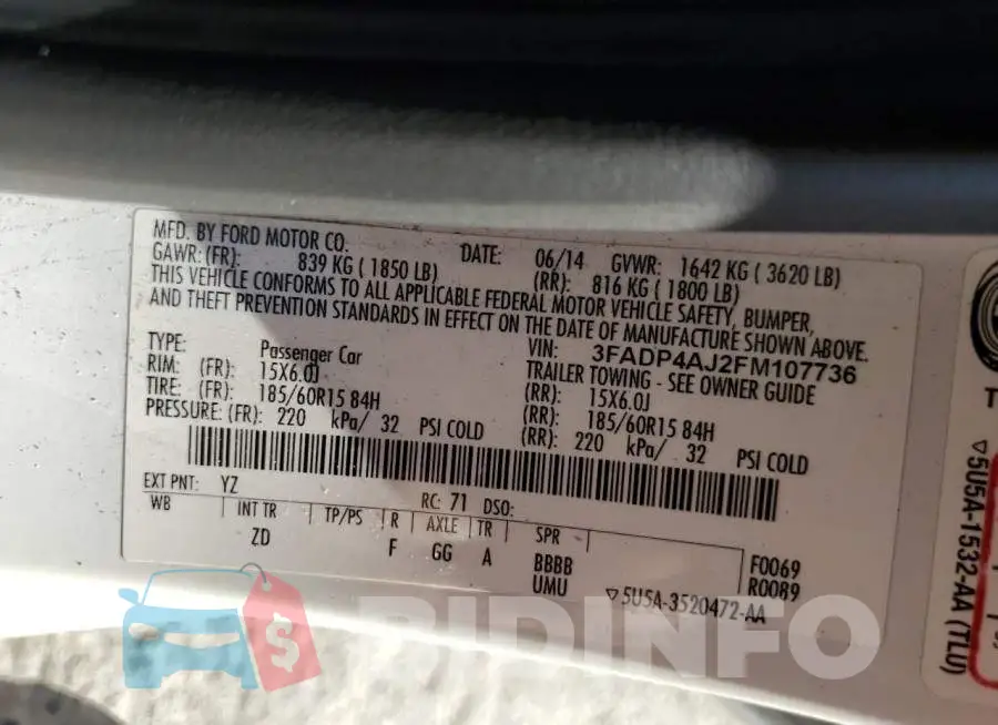 3FADP4AJ2FM107736 Photo# 13