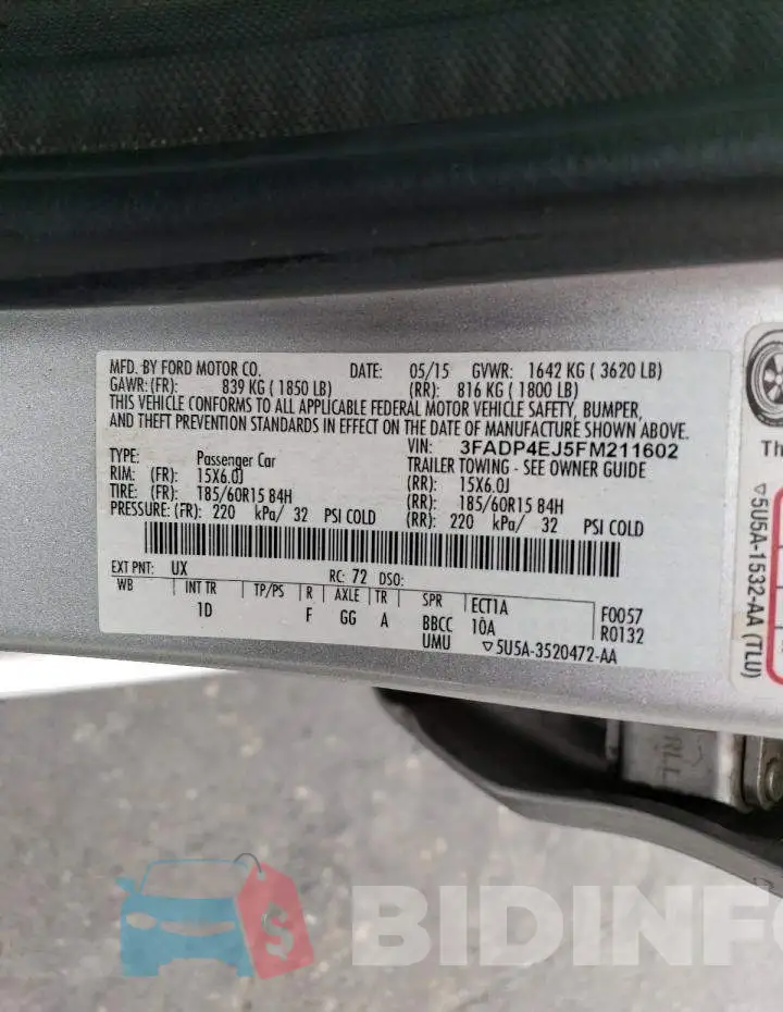 3FADP4EJ5FM211602 Photo# 12