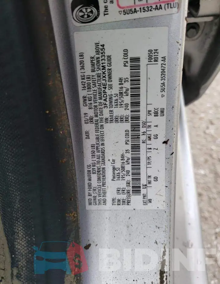 3FADP4EJXKM133554 Photo# 10