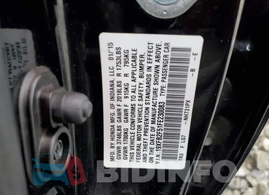 19XFB2F51FE230083 Photo# 10
