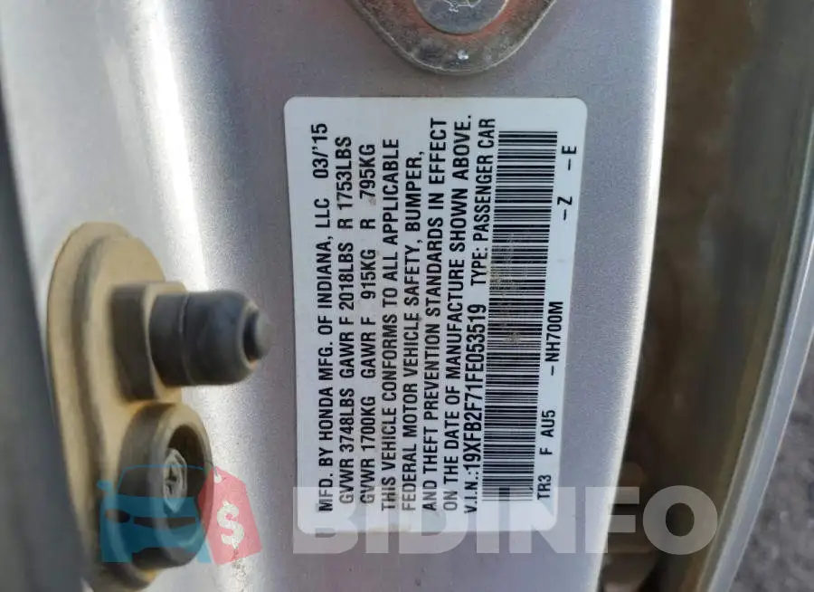 19XFB2F71FE053519 Photo# 10