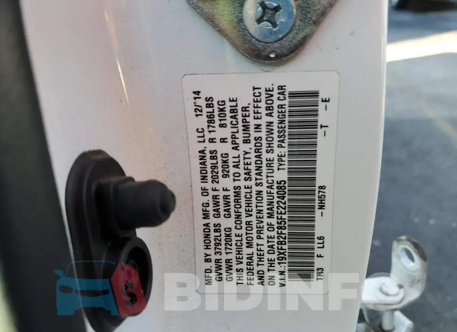 19XFB2F85FE224085 Photo# 10