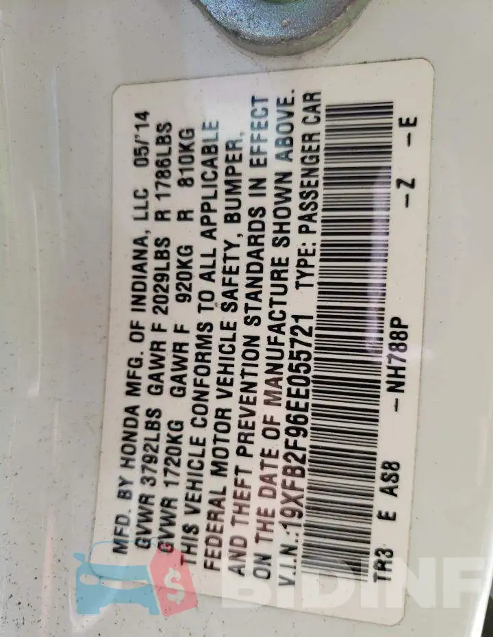 19XFB2F96EE055721 Photo# 12