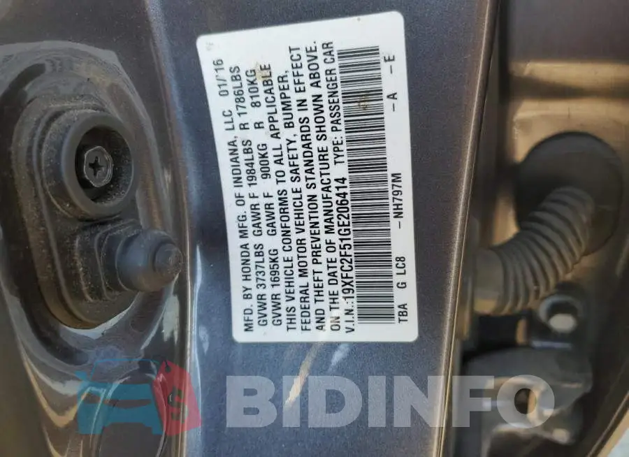 19XFC2F51GE206414 Photo# 12