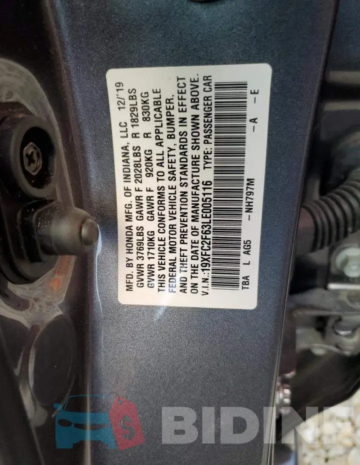 19XFC2F63LE005116 Photo# 10