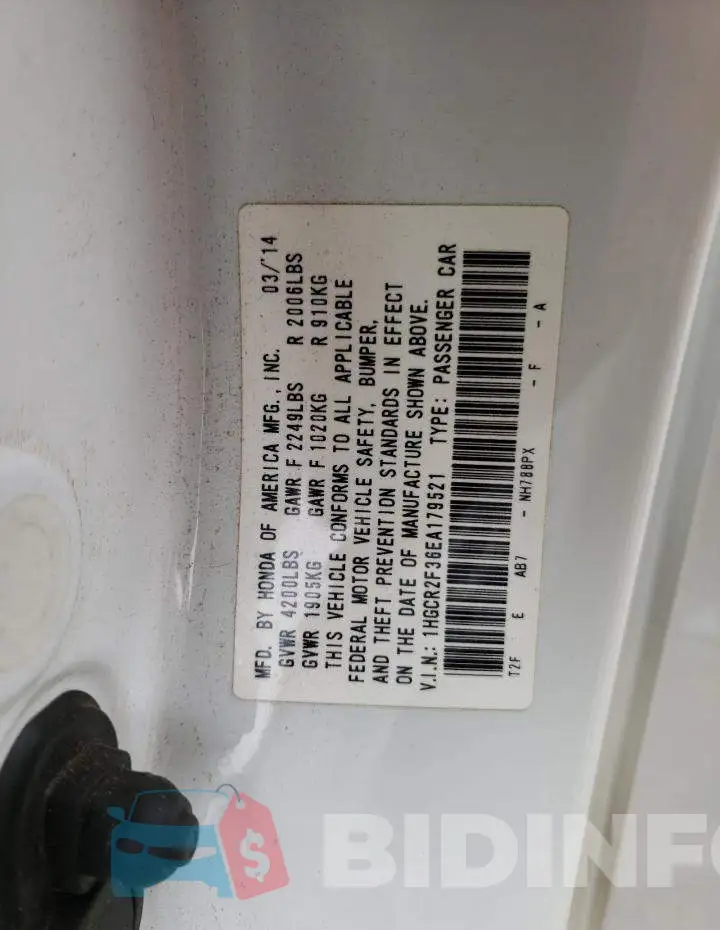 1HGCR2F36EA179521 Photo# 10