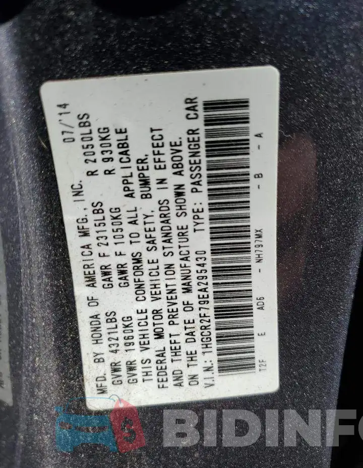 1HGCR2F79EA295430 Photo# 12