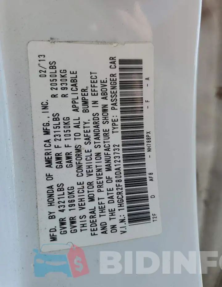 1HGCR2F80DA123732 Photo# 10