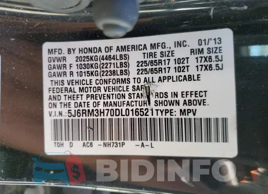 5J6RM3H70DL016521 Photo# 10