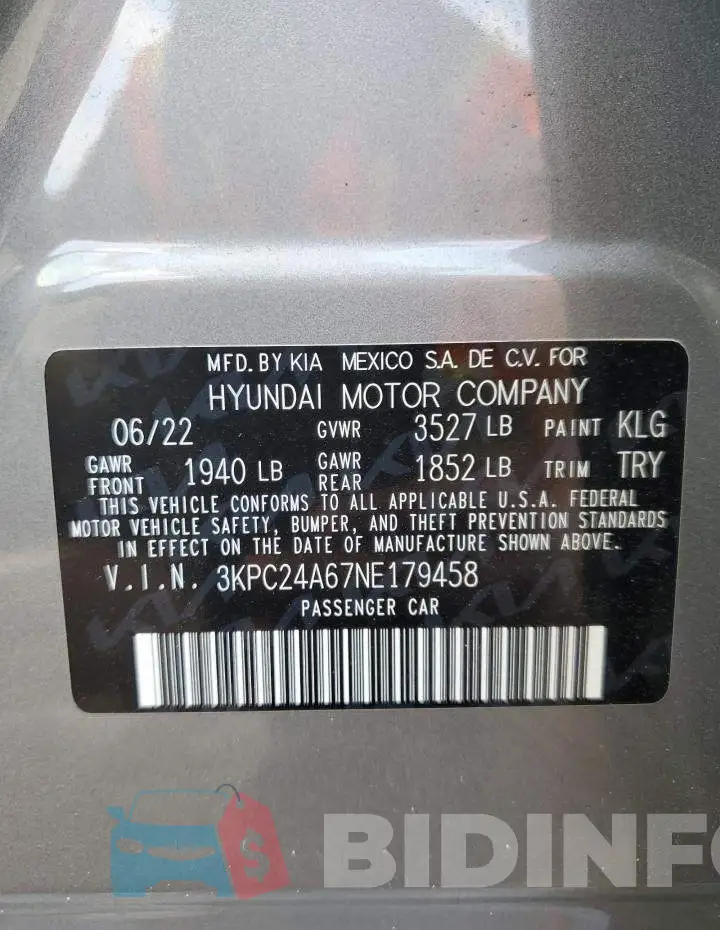 3KPC24A67NE179458 Photo# 10