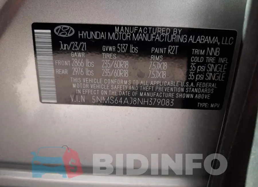 5NMS64AJ8NH379083 Photo# 10