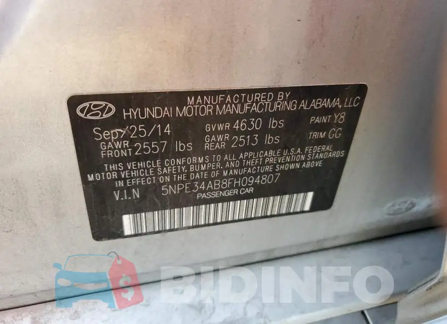 5NPE34AB8FH094807 Photo# 10