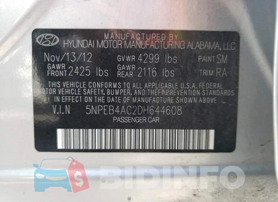 5NPEB4AC2DH644608 Photo# 10