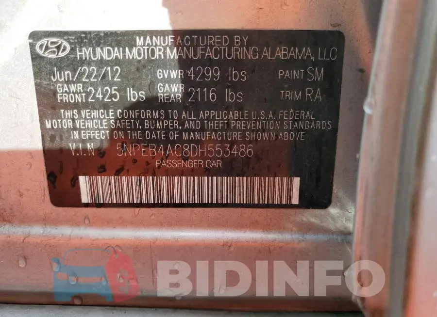 5NPEB4AC8DH553486 Photo# 10