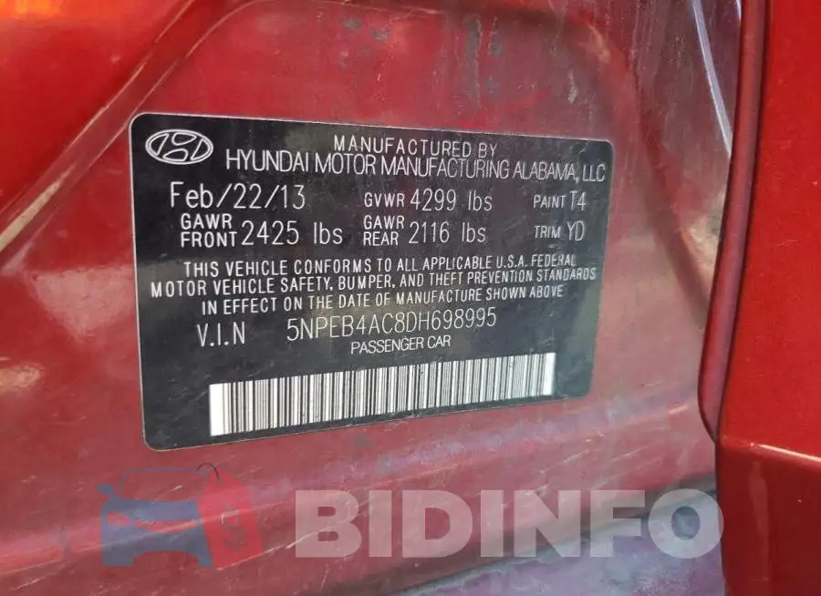 5NPEB4AC8DH698995 Photo# 12