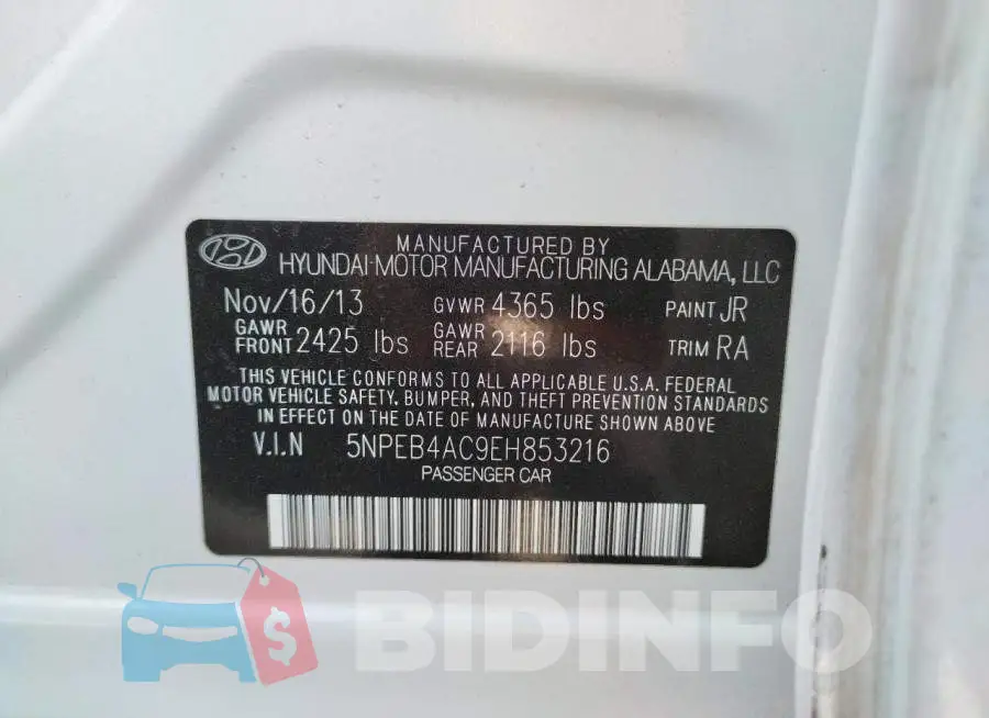 5NPEB4AC9EH853216 Photo# 13