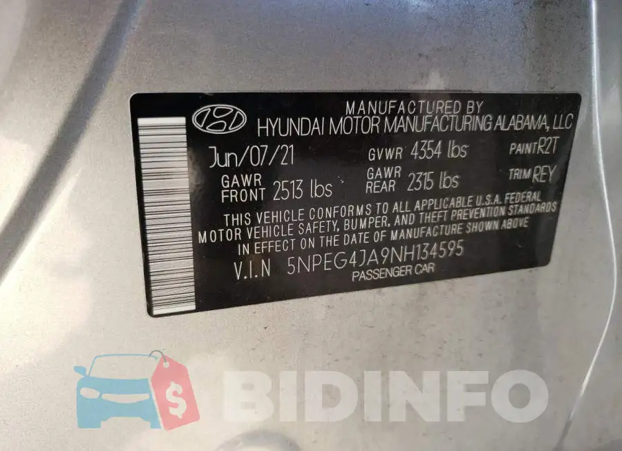 5NPEG4JA9NH134595 Photo# 10
