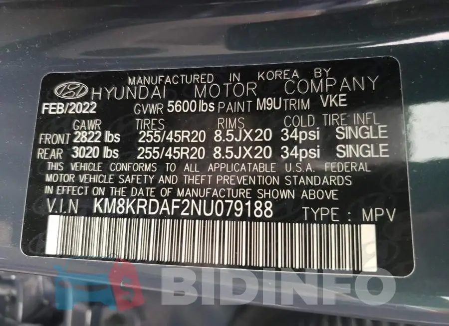 KM8KRDAF2NU079188 Photo# 10