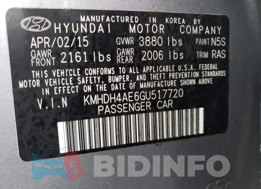 KMHDH4AE6GU517720 Photo# 13