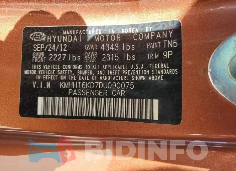 KMHHT6KD7DU090075 Photo# 12