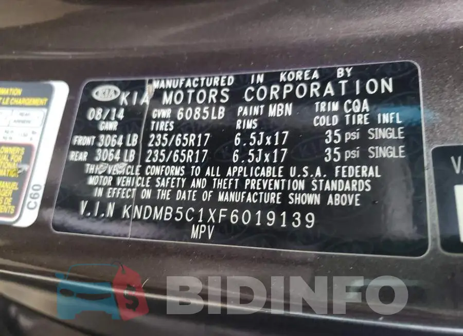 KNDMB5C1XF6019139 Photo# 10