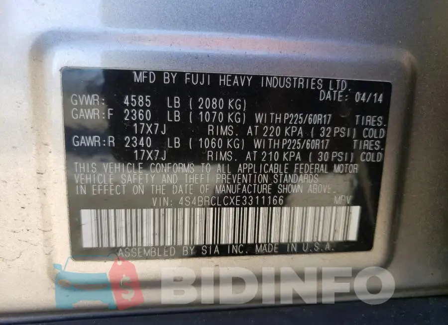 4S4BRCLCXE3311166 Photo# 13