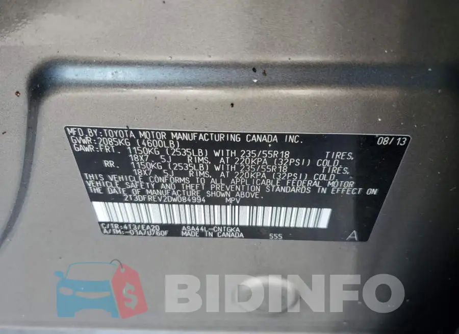 2T3DFREV2DW084994 Photo# 10
