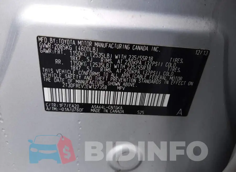 2T3DFREV2EW127358 Photo# 10