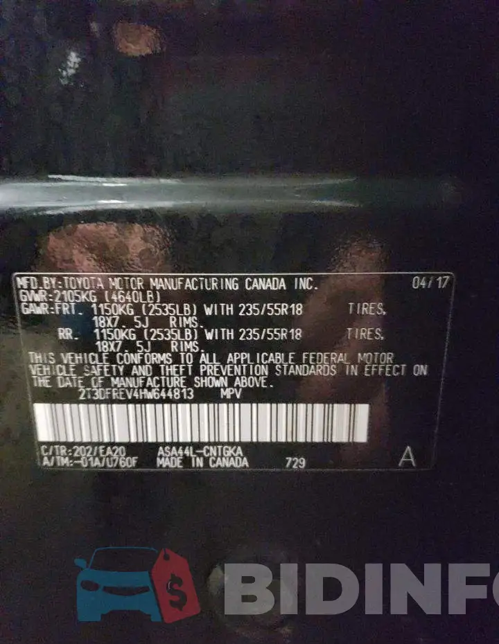 2T3DFREV4HW644813 Photo# 13