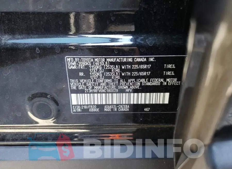 2T3H1RFV6NC180029 Photo# 10