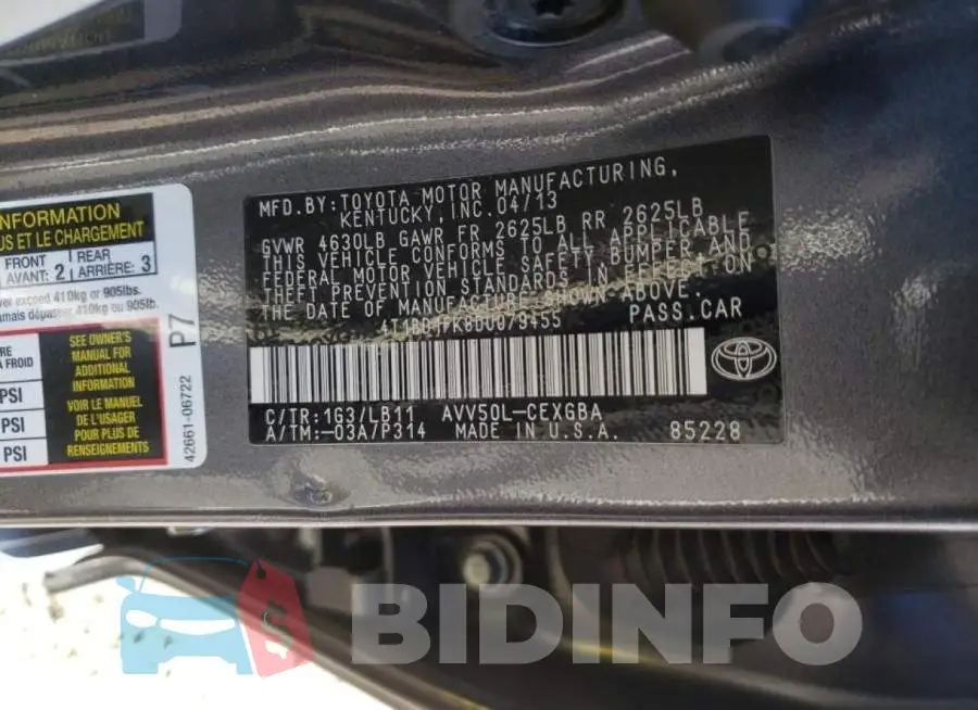 4T1BD1FK8DU079455 Photo# 12