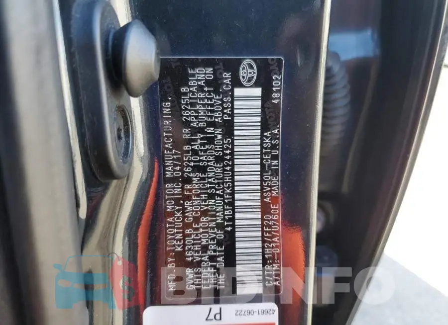 4T1BF1FK5HU424425 Photo# 10