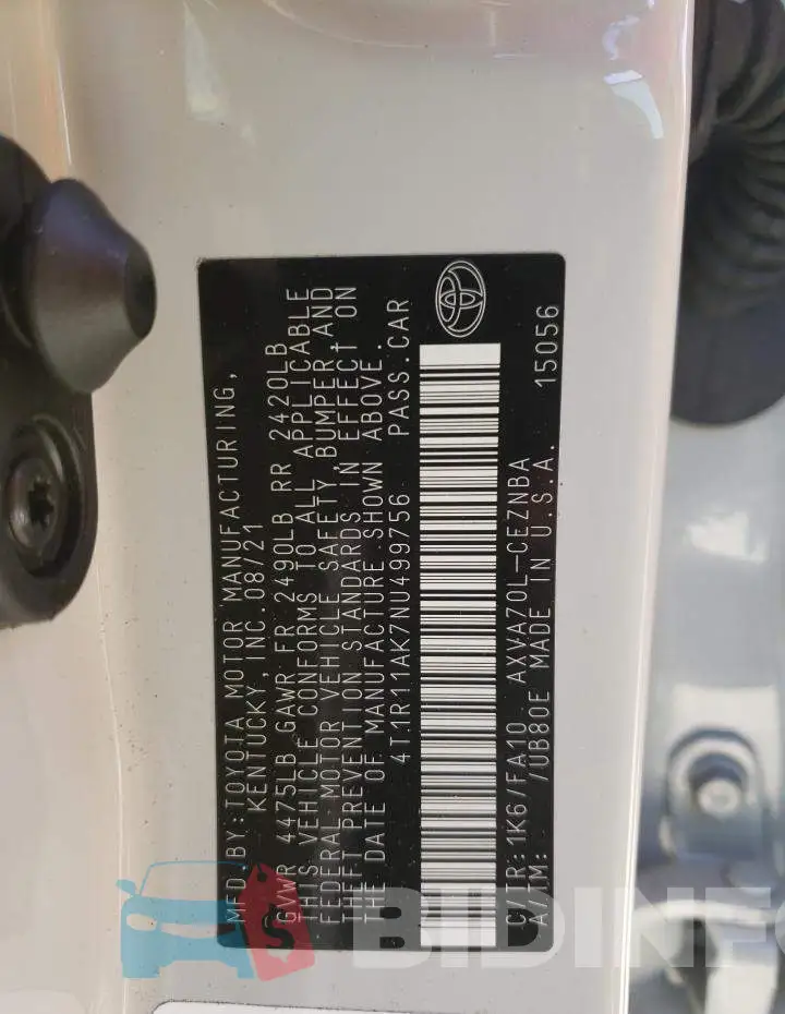 4T1R11AK7NU499756 Photo# 12
