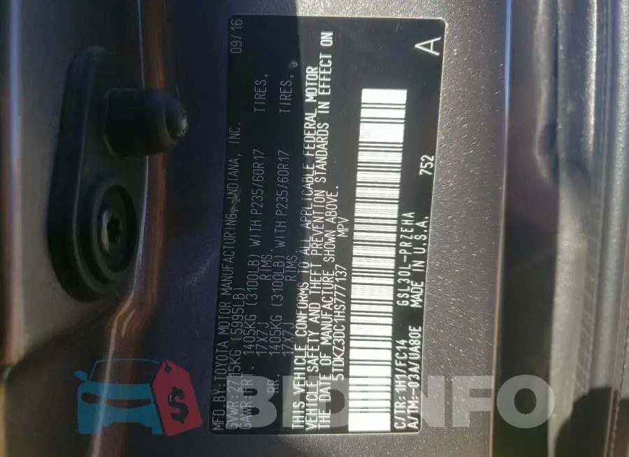 5TDKZ3DC1HS777137 Photo# 10